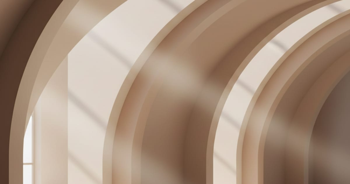 Soft neutral arches with natural light symbolizing calm, renewal, and emotional balance for Feel Good Friday wellness