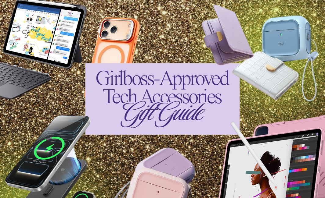 Girlboss-Approved Tech Accessories Gift Guide with a collage of ESR products.