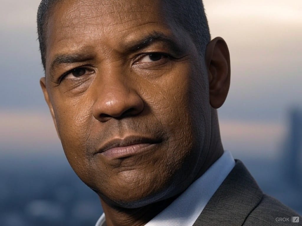 Denzel Washington at an award ceremony, celebrating his two Oscar wins for Glory and Training Day and his impact as a mentor and producer.