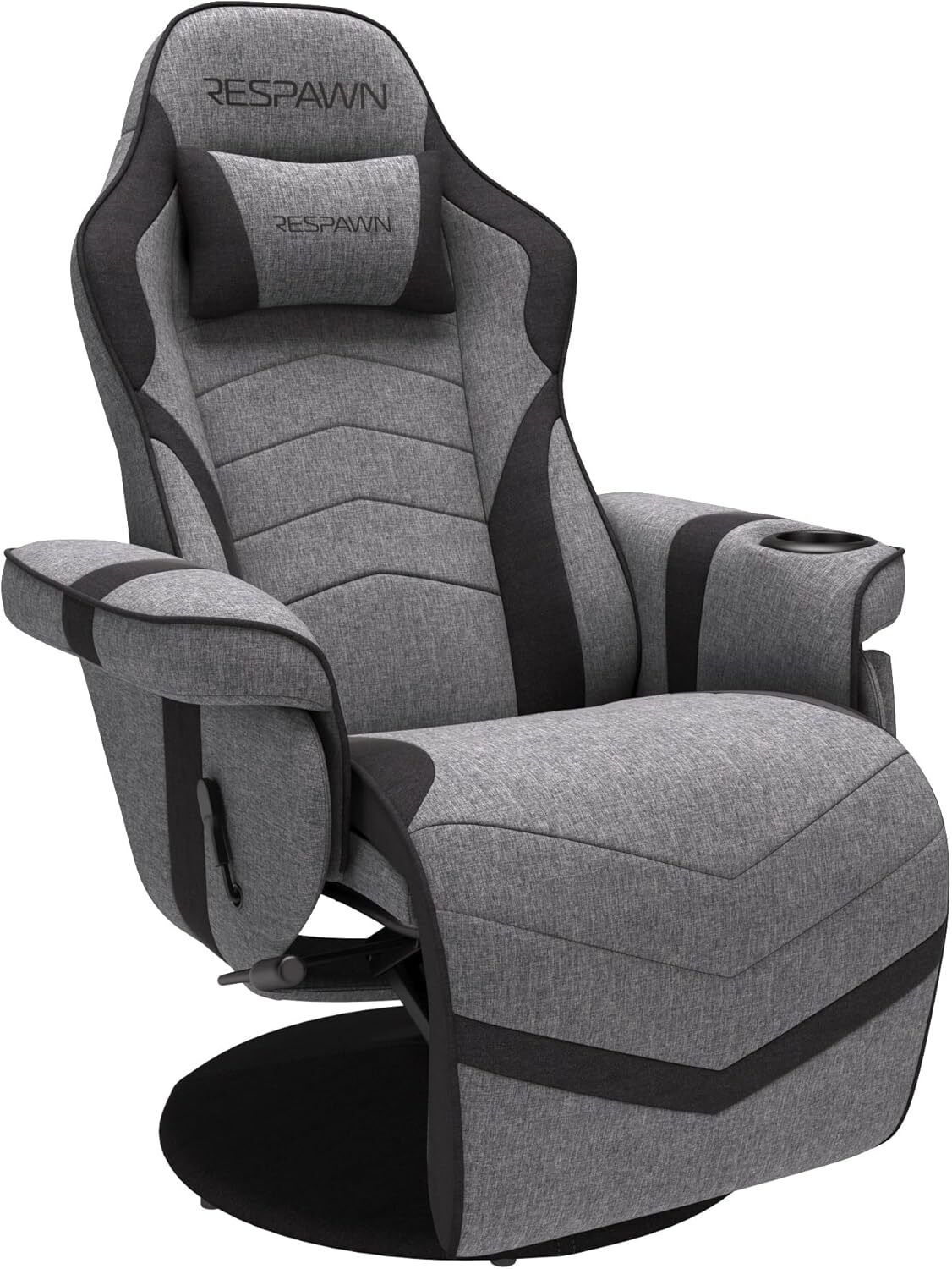 Gaming Recliner Chair with Cupholder Alt Text: Gaming recliner chair with cupholder and headrest pillow, built for comfort and long GTA 6 sessions in a lounge-style setup.