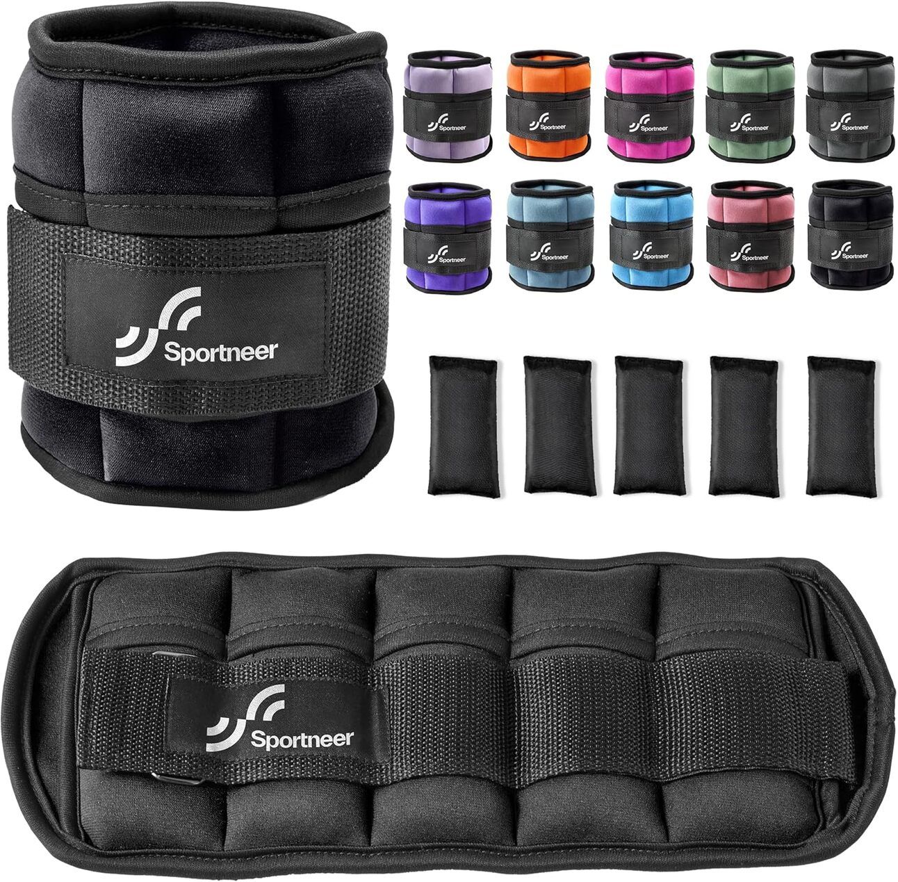 Ankle/Wrist Weights – Pair of adjustable strap-on weights for ankles or wrists, used to increase resistance during walking or workouts.