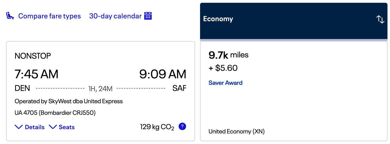 Denver to Santa Fe for 9,700 miles