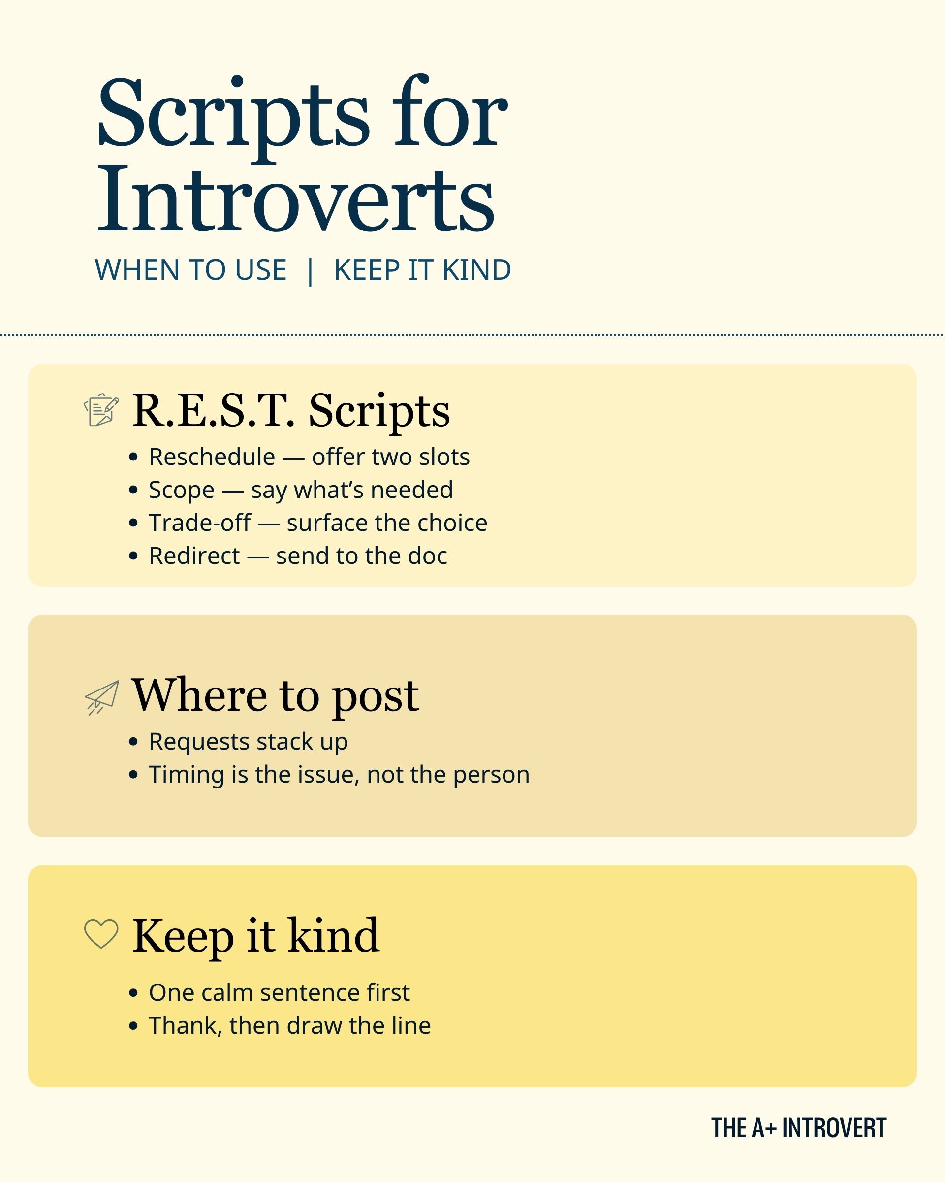 An image with tips and scripts for introverts on a light background