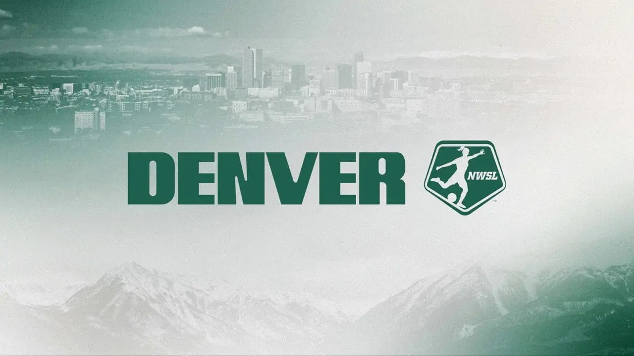 Green filtered shot of denver with DENVER and the NWSL logo