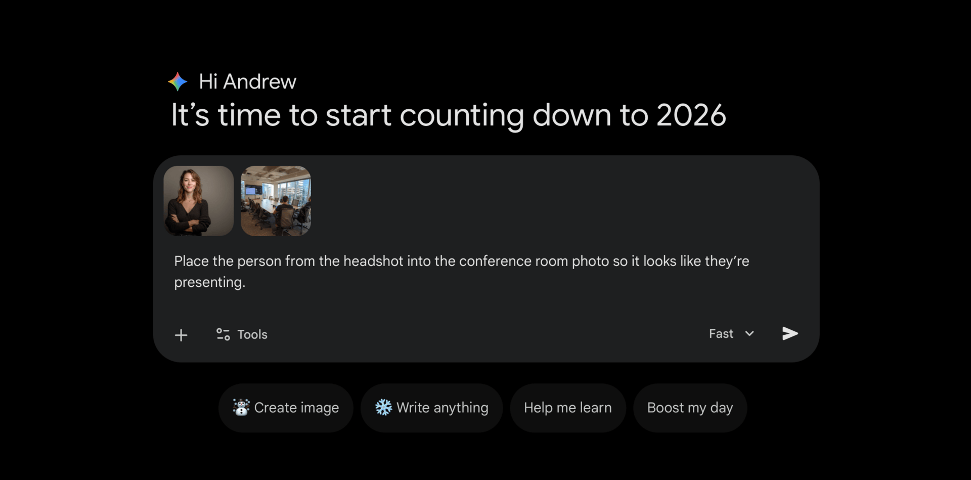 Upload both images in the same chat