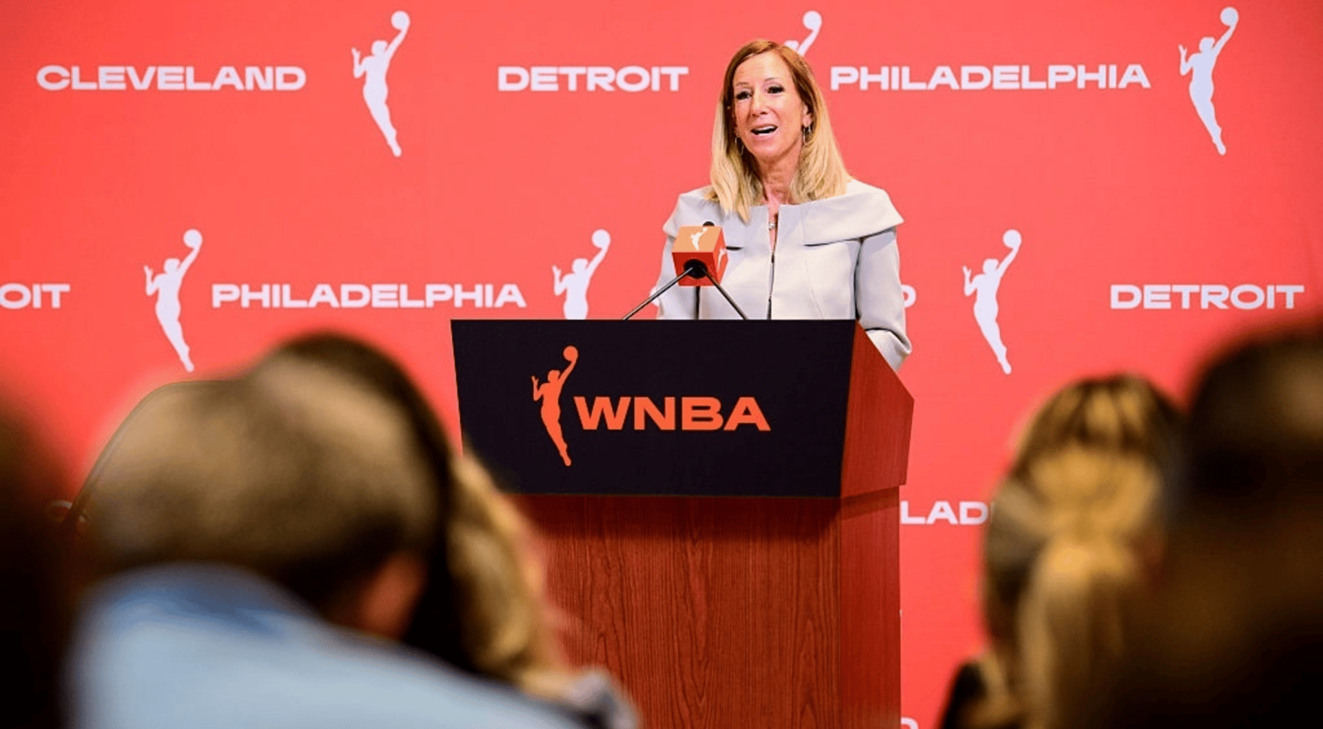 WNBA Commissioner Cathy Engelbert speaks during the WNBA Press Conference