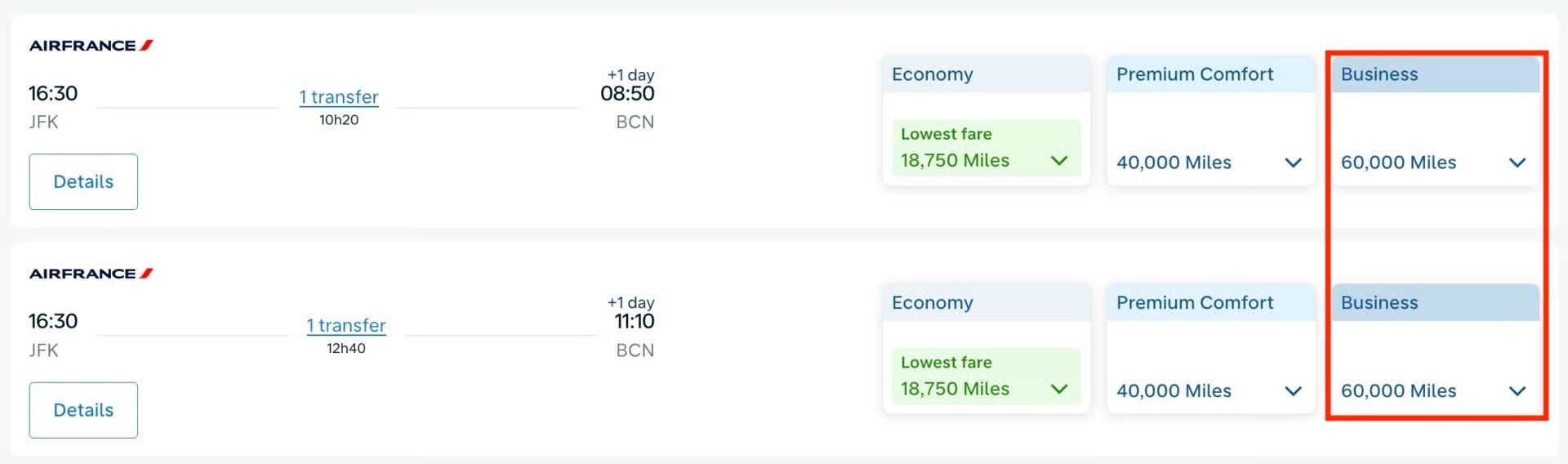 New York to Barcelona for 60k miles
