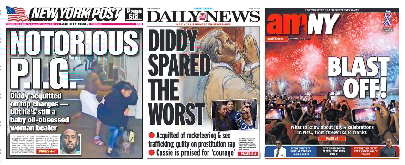 New York Newspaper Front Pages for July 3rd, 2025