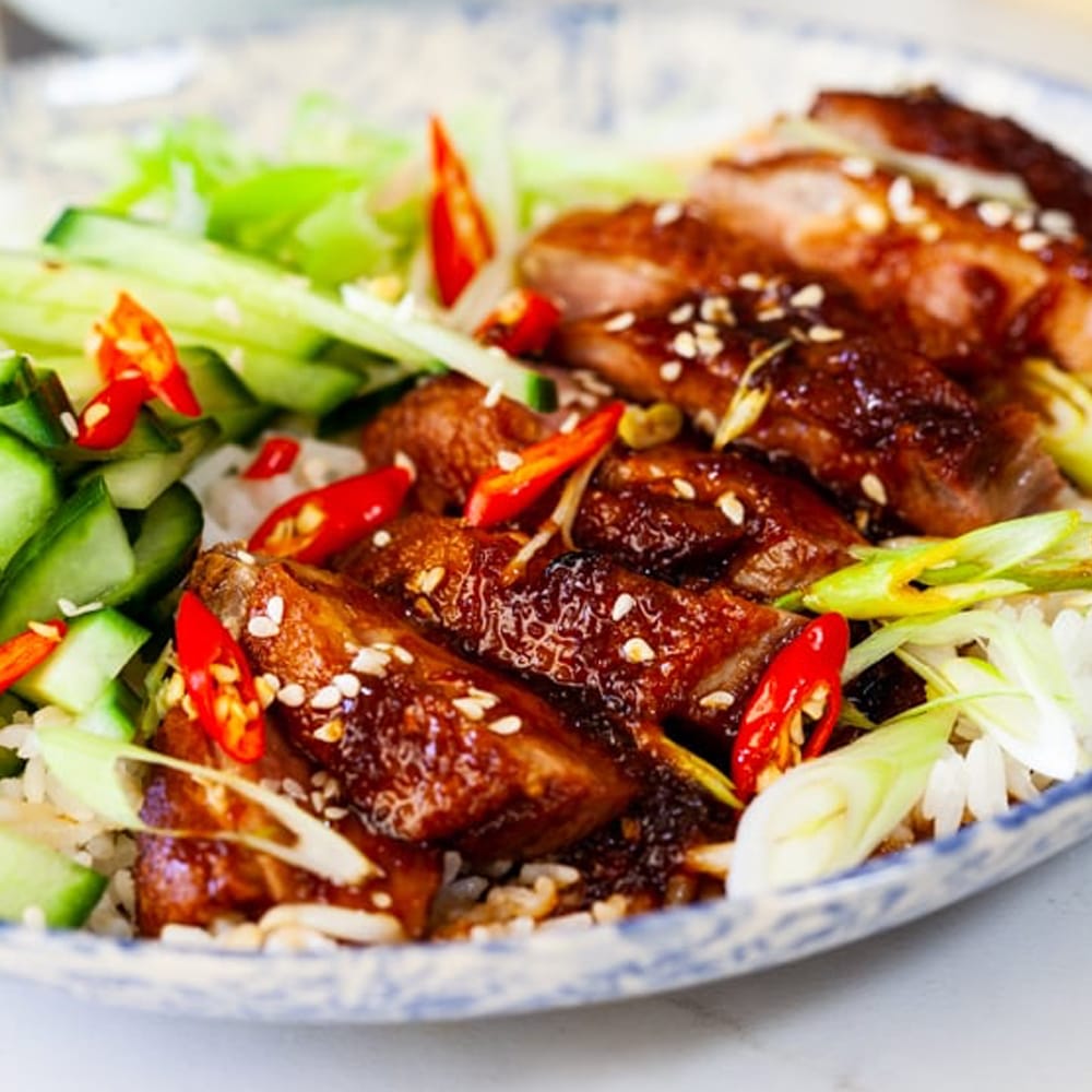 Duck Breast with Honey Soy Glaze and red wine
