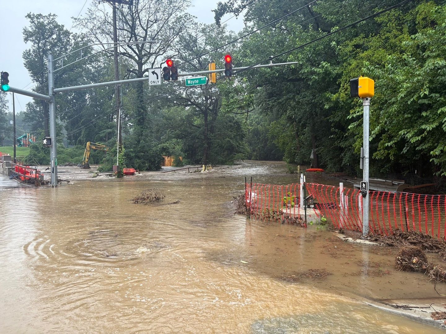 Flash floods in Sligo Creek Parkway, Montgomery County, Md., July 20, 2025.