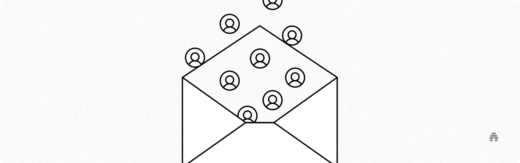 An envelope filled with subscriber icons, symbolizing building and growing an engaged newsletter audience on beehiiv.
