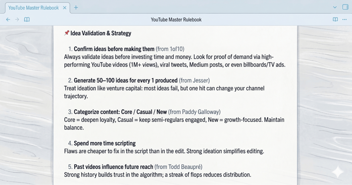 YouTube Master Rulebook