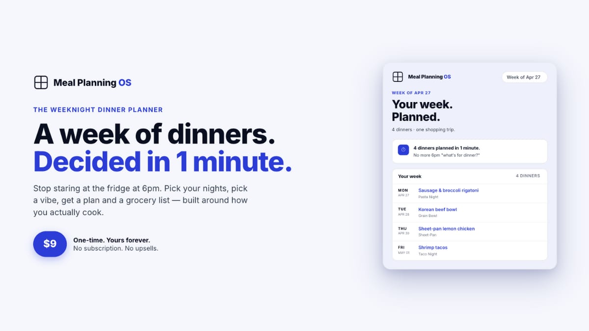60-Second Weeknight Dinner Planner