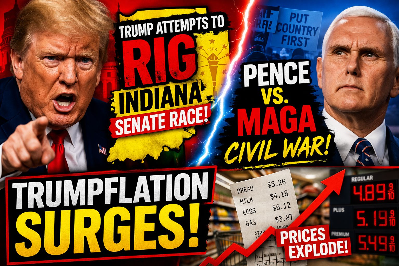 Trump attempts to rig Indiana Senate race; Pence enters MAGA civil war; and Trumpflation Surges
