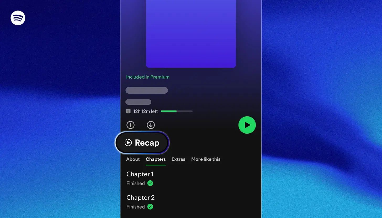 Spotify lanceert Recap-functie voor luisterboeken