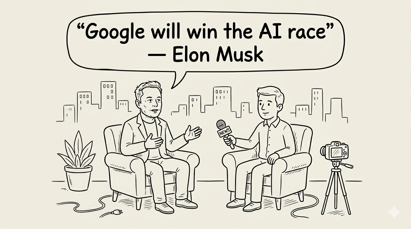 “Google will win the AI race” — Elon Musk