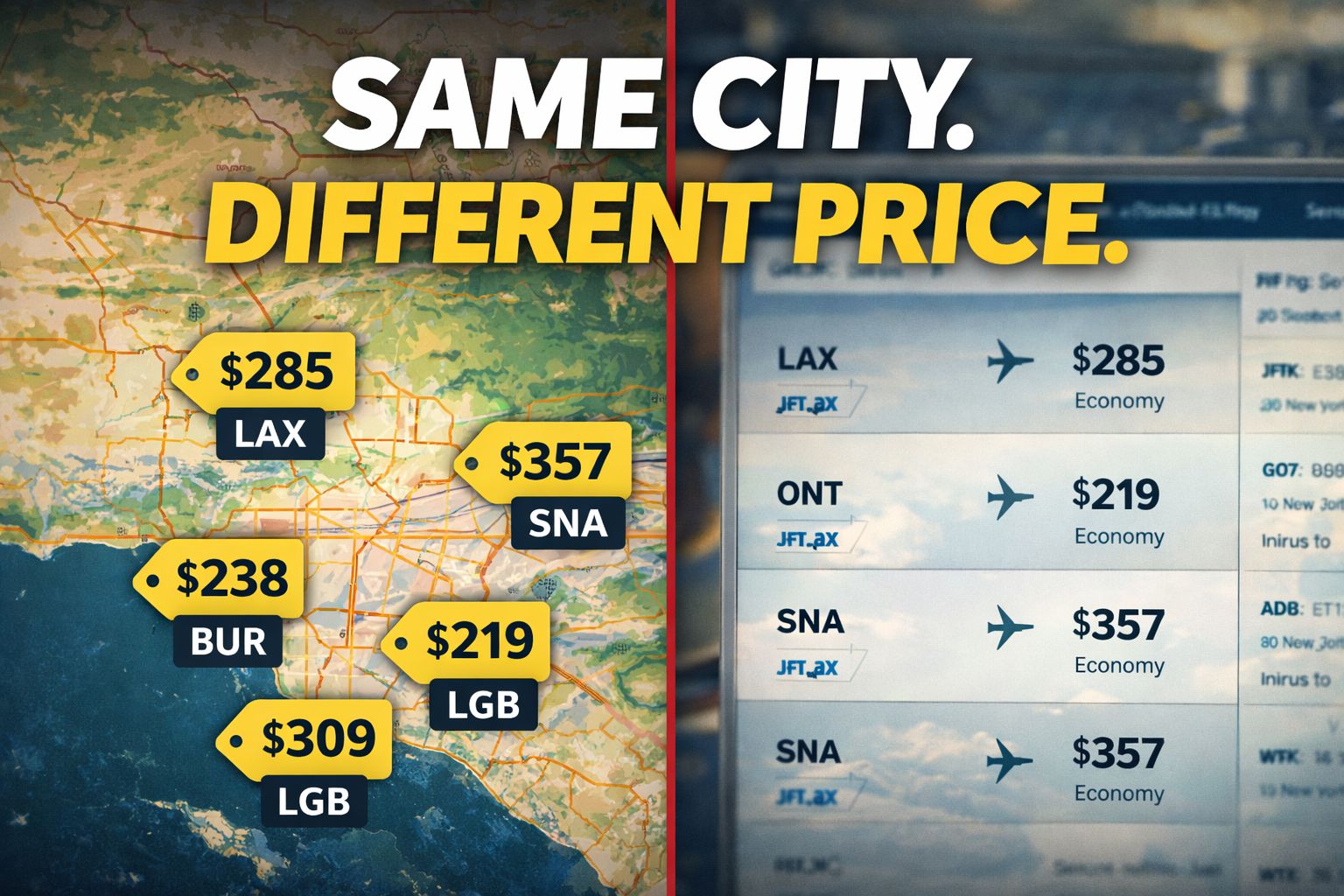 Why Flights to the Same City Cost Different Prices from Nearby Airports