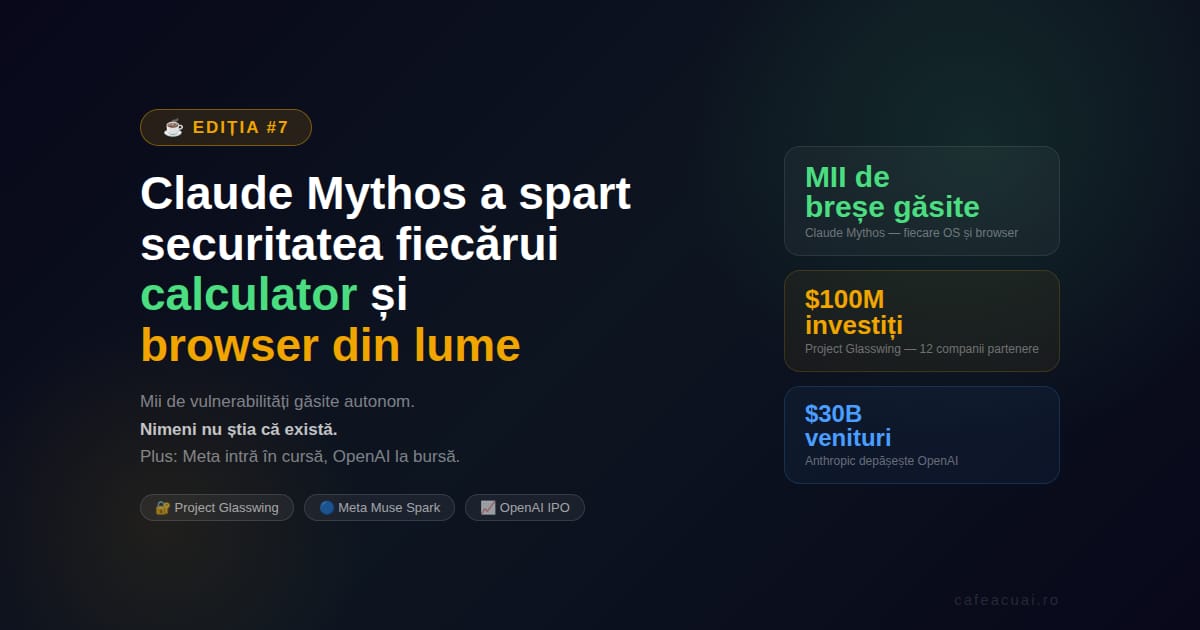Claude Mythos a spart securitatea fiecărui calculator și browser din lume — și nimeni nu știa că acele breșe existau ☕ Ediția #7
