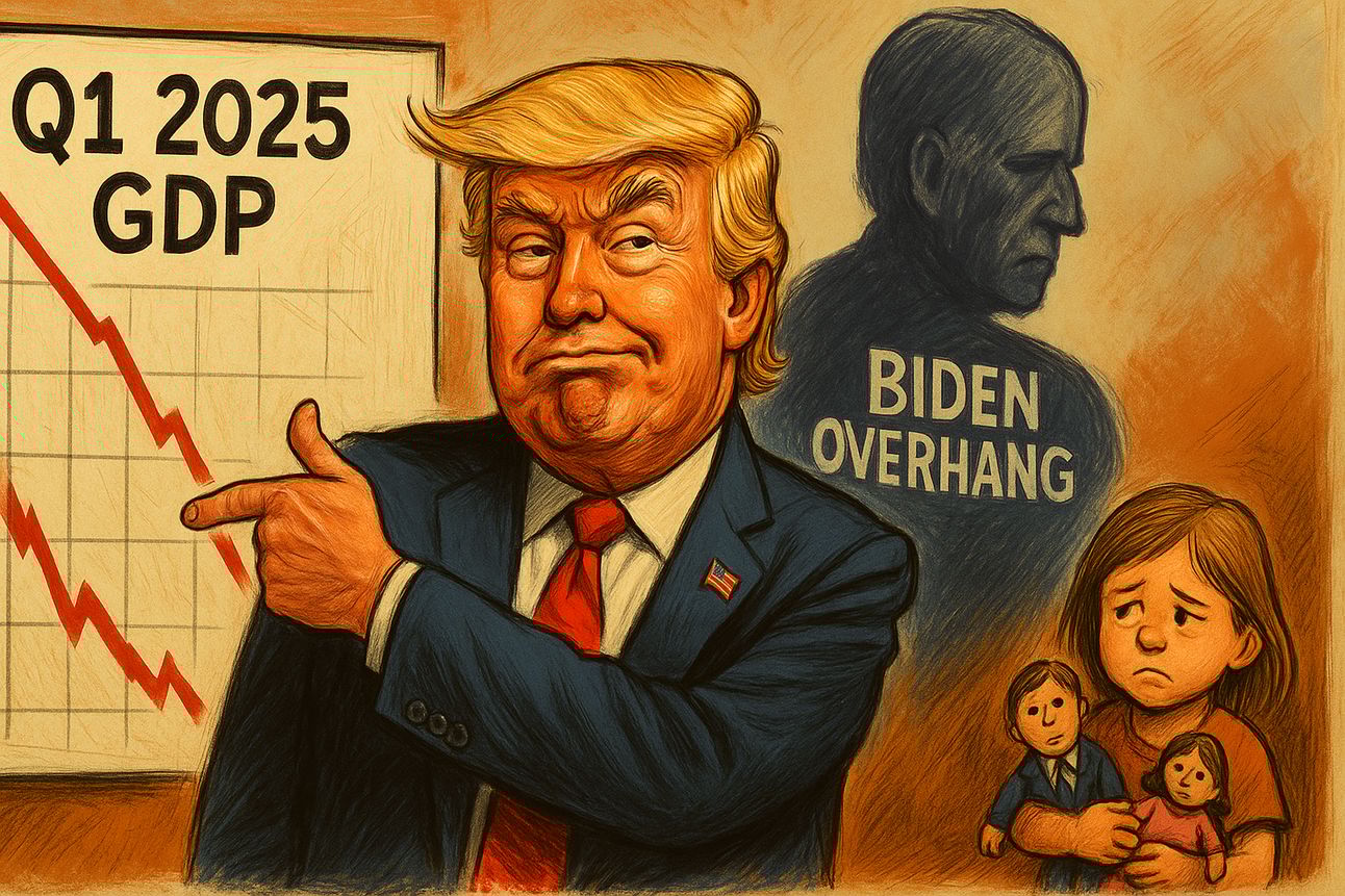 Economy Shrinks, Trump Blames "Biden Overhang" & Says Kids Getting Fewer Dolls Isn't a Big Deal
