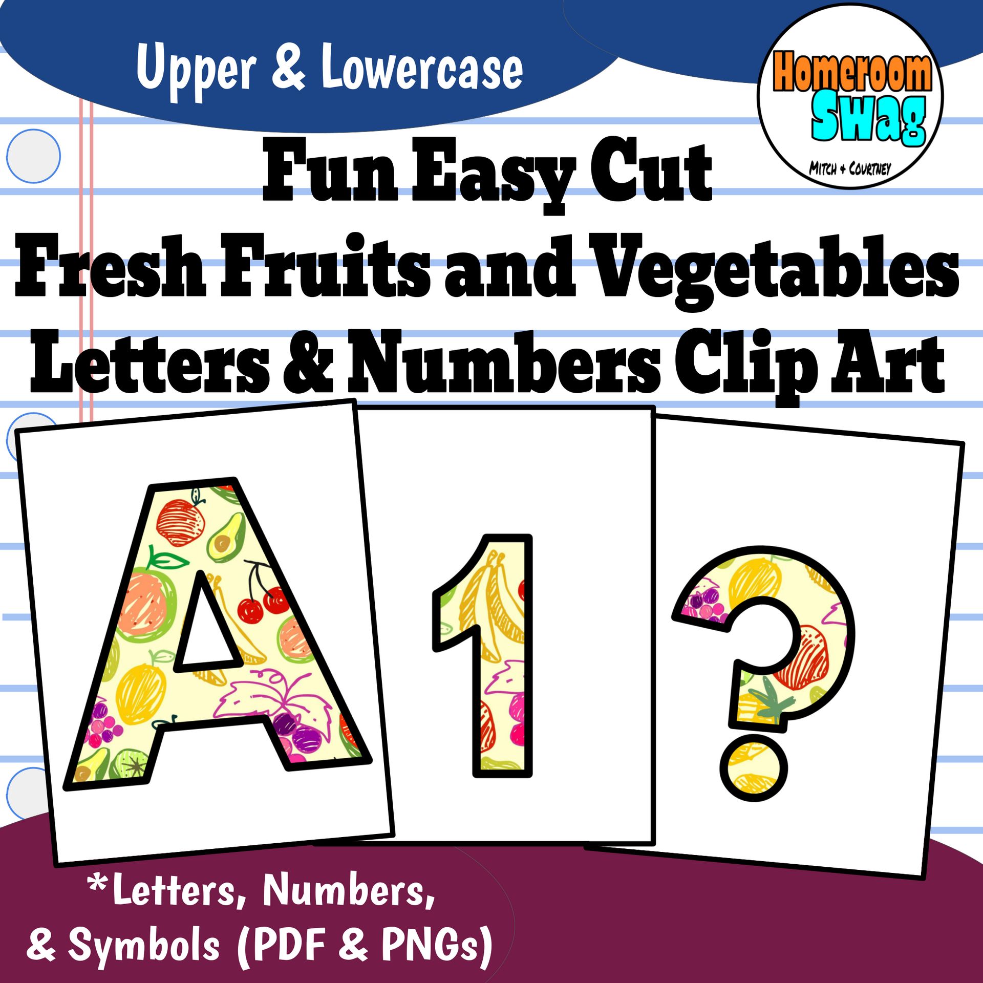 Fun Fresh Fruits and Vegetables Bulletin Board Letters And Numbers Clip Art PDF.pdf