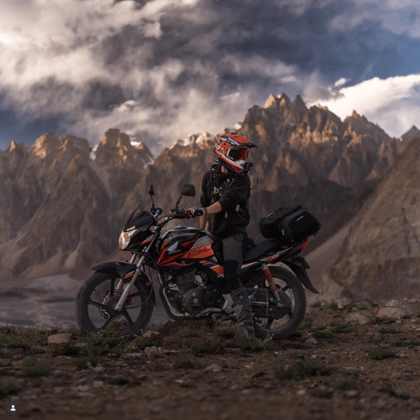 Hayley Bell "on the edge of Pakistans mountain." 