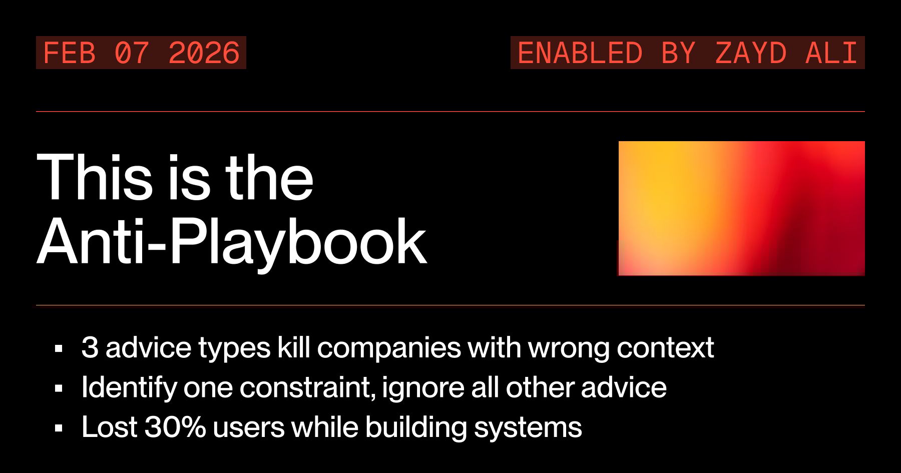 This is the Anti-Playbook