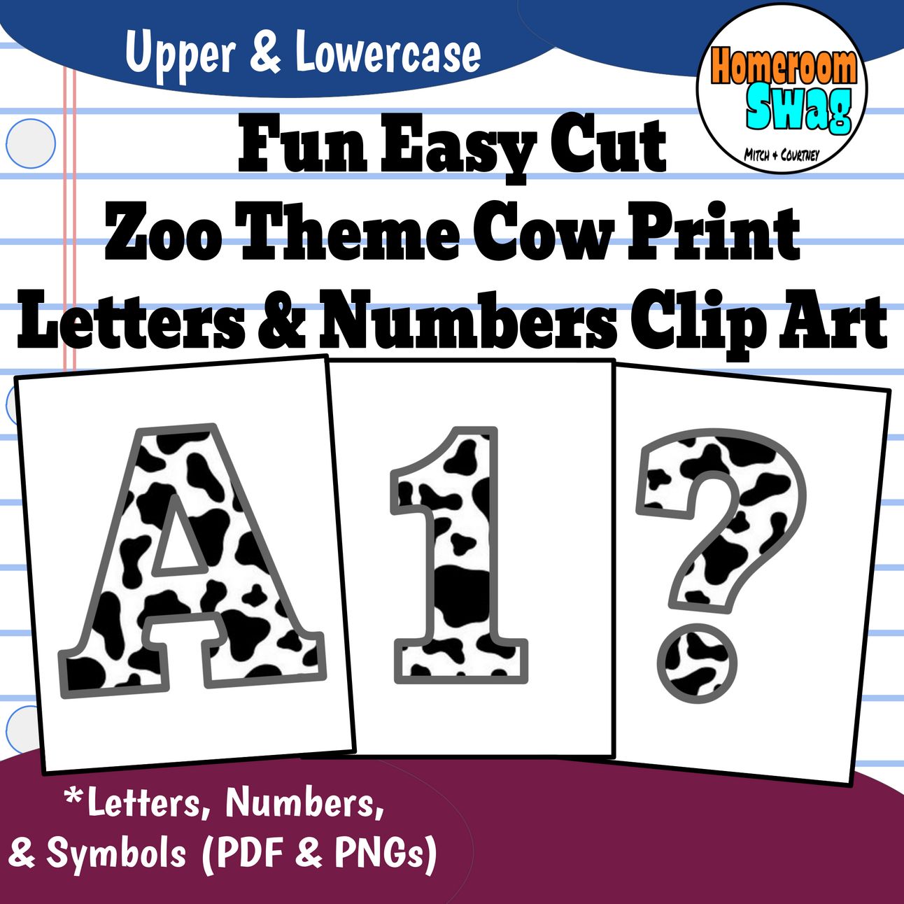 Zoo Theme Cow Print Bulletin Board Letters and Numbers PDF.pdf