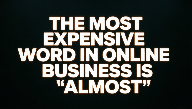 THE MOST EXPENSIVE WORD IN ONLINE BUSINESS IS "ALMOST"