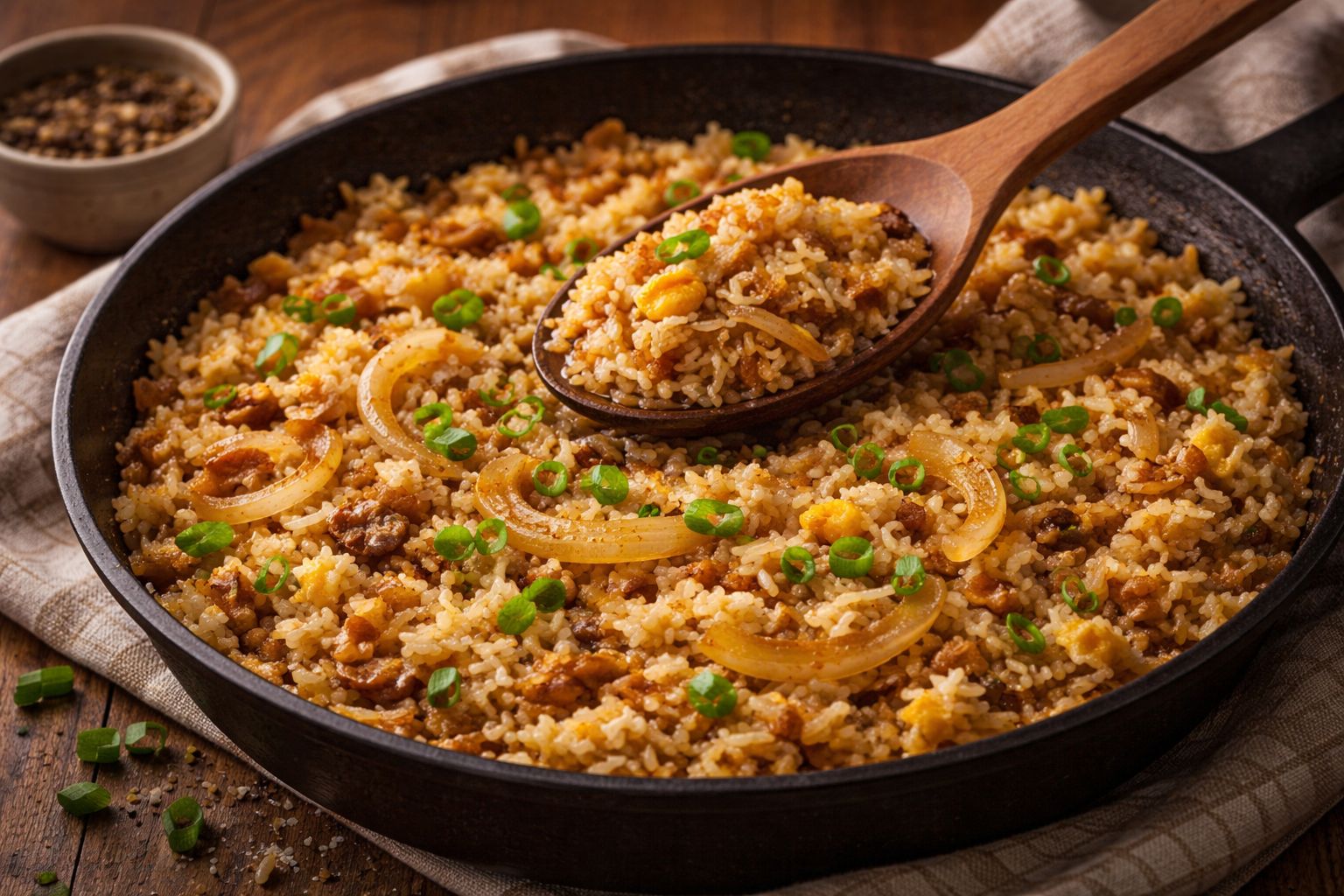 Pantry Rice & Onion Skillet