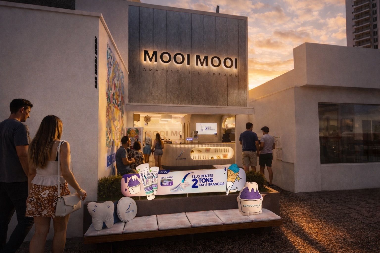 Sensodyne leva sorvetes gratuitos à Mooi Mooi para refrescar o verão em SP