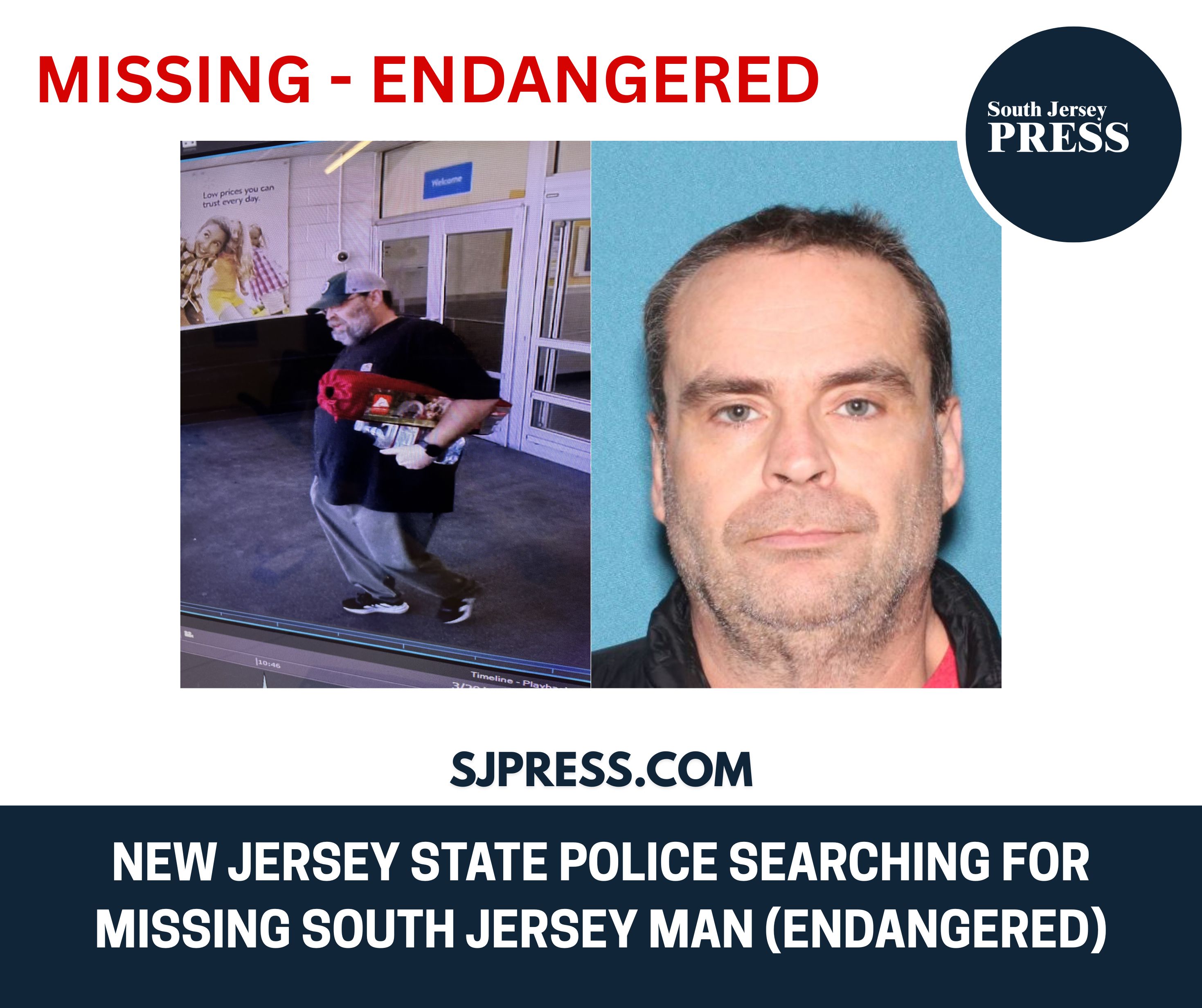 Police Searching for Missing 50-Year-Old Endangered Pittsgrove, NJ, 
