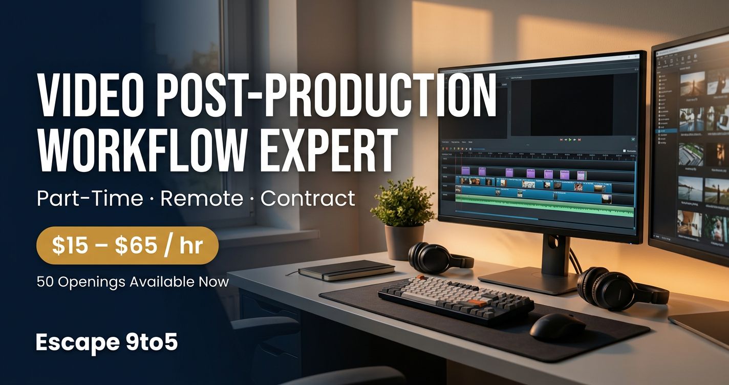 Get Paid $15–$65/hr to Work Remotely as a Video Post-Production Workflow Expert — 50 Openings Available Now