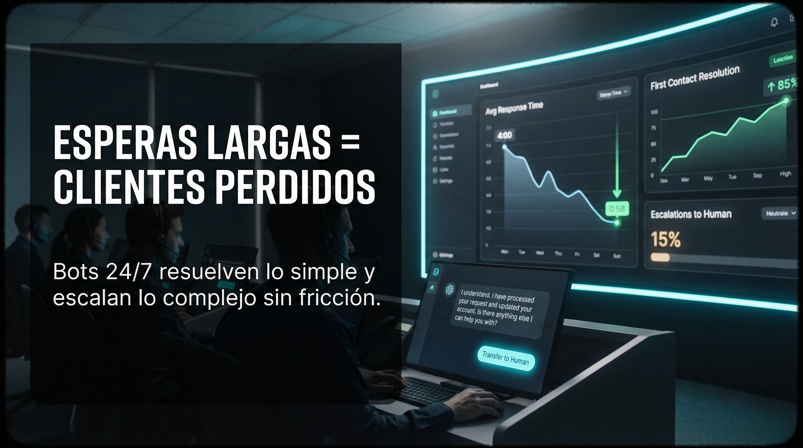 JEFES INTELIGENTES: ASÍ REDUCEN LAS ESPERAS A LA MITAD CON BOTS DE IA