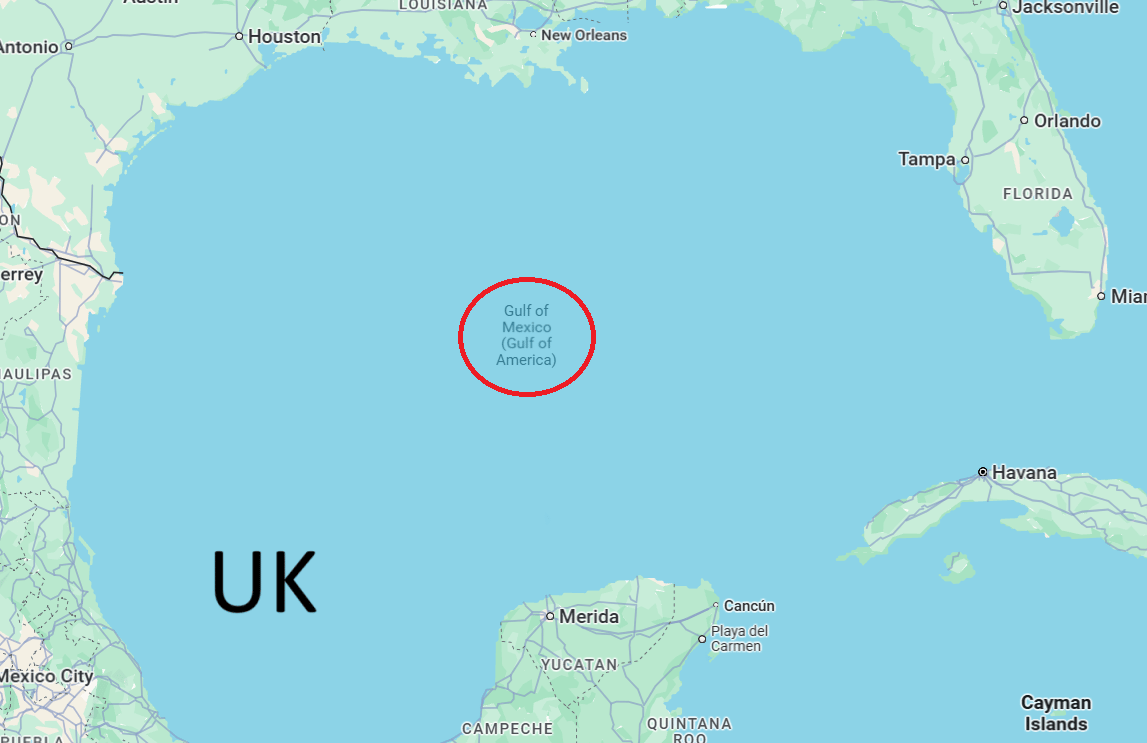 7 Midweek Maps: How Google Maps Labels The Gulf Of Mexico (Gulf of America) In The US, UK & Mexico