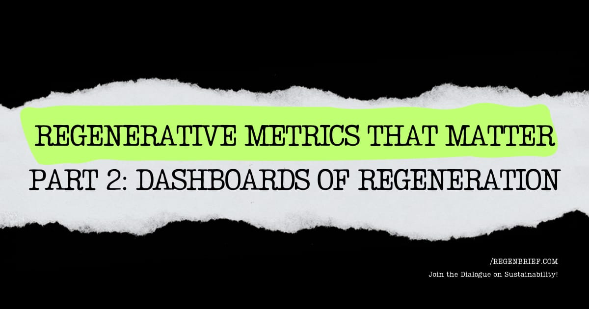 Regenerative Metrics That Matter I Part 2: Dashboards of Regeneration