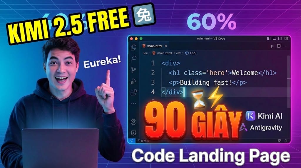 Kimi 2.5 FREE: Code Web 90 Giây - Bí Quyết Tiết Kiệm 20 Triệu