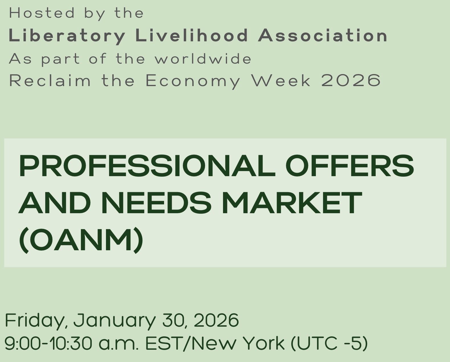 January 30: Free offers-and-needs networking!