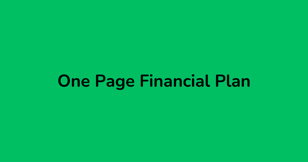 One-Page Financial Plan