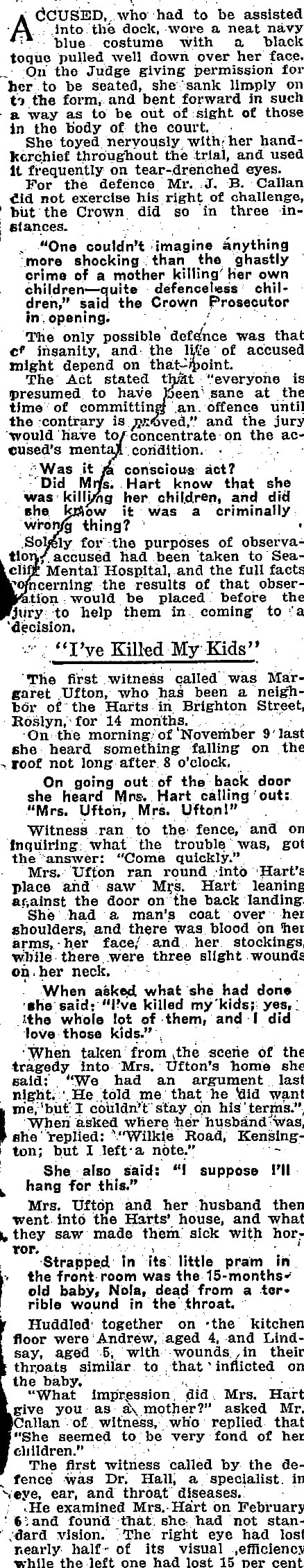 100 years ago Mrs. Ellen Hart in Roslyn, charged with murdering her three children on November 9, 1925