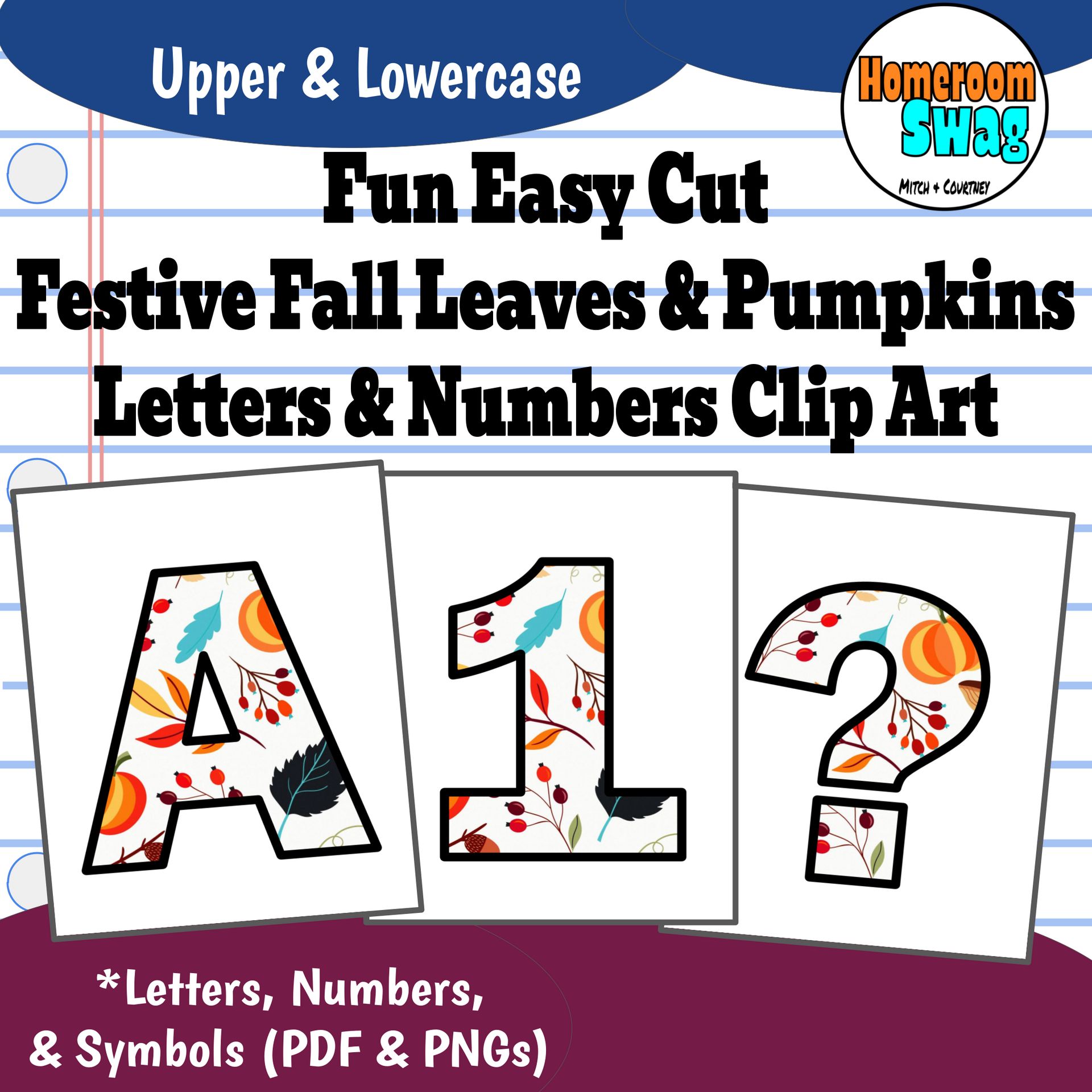 Festive Fall Leaves and Pumpkins Bulletin Board Letters And Numbers.pdf