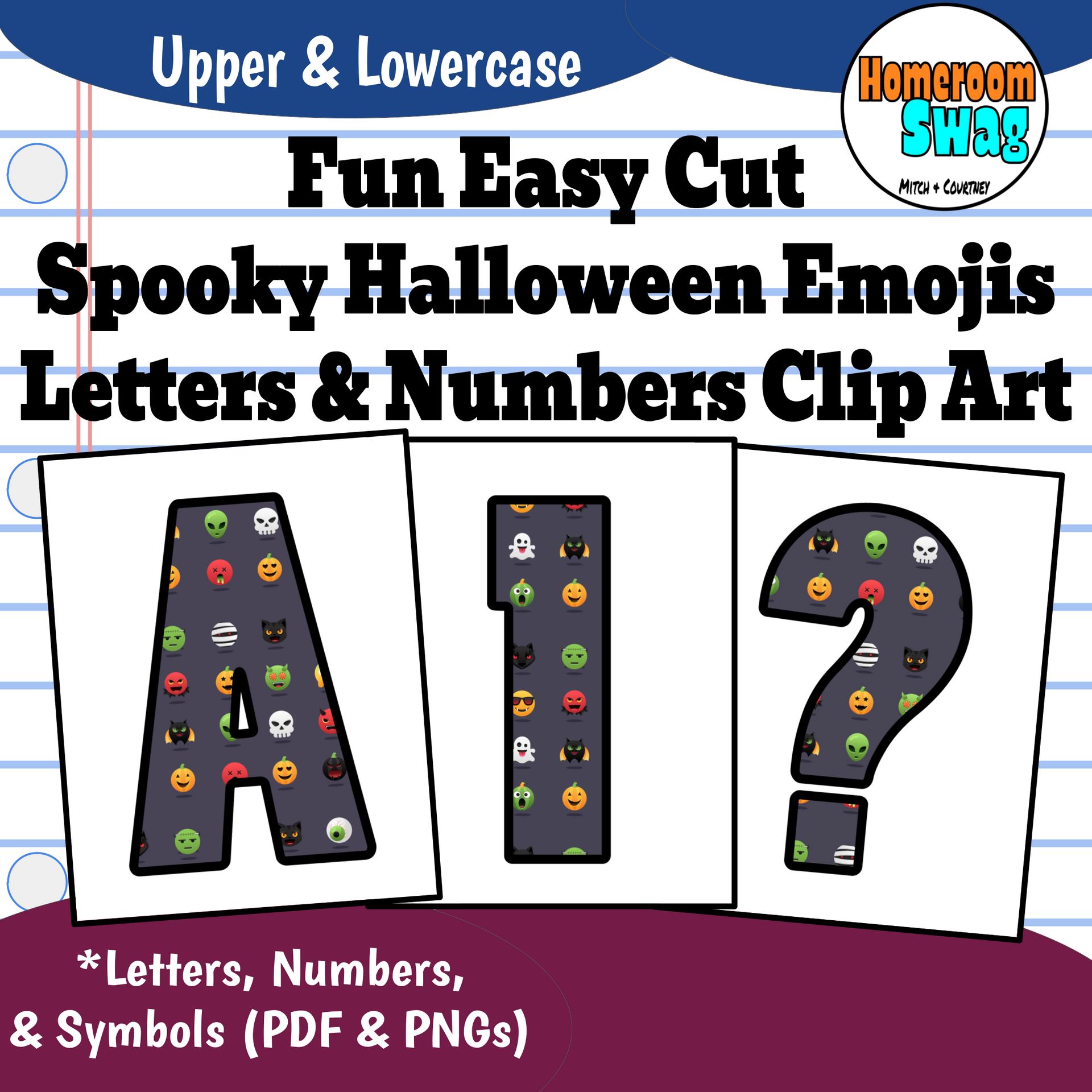 Spooky Halloween Emojis Bulletin Board Letters And Numbers PDF.pdf