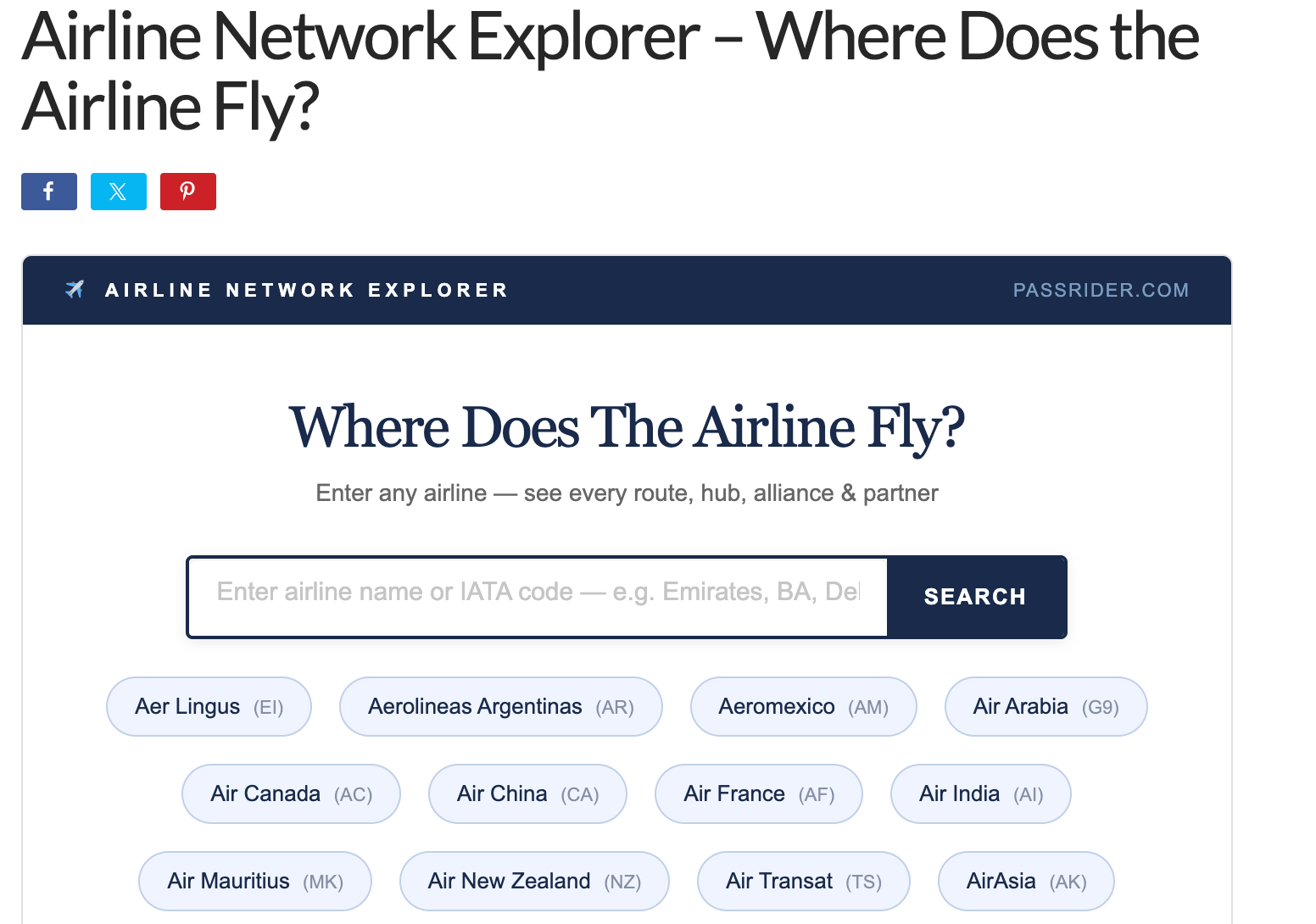 [Kerwin at Passrider.com] Ever wonder exactly where an airline flies?