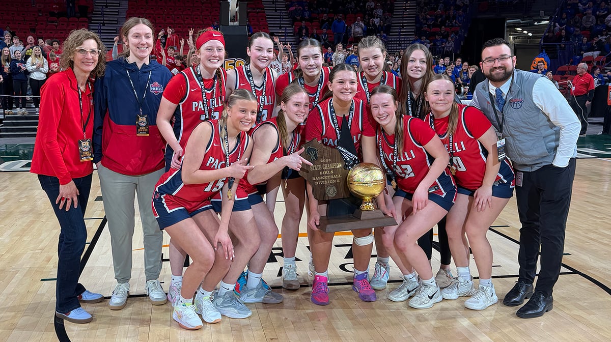 Pacelli dominates unbeaten Eleva-Strum for Division 5 girls basketball title