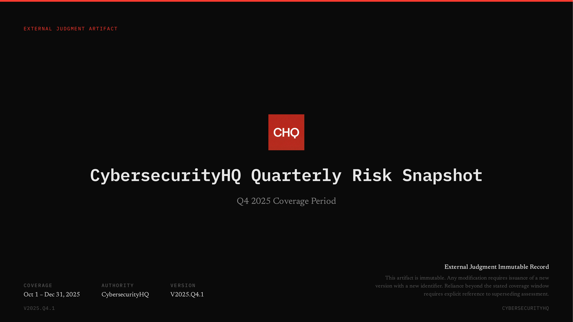 Q4 2025 External Risk & Decision Judgment