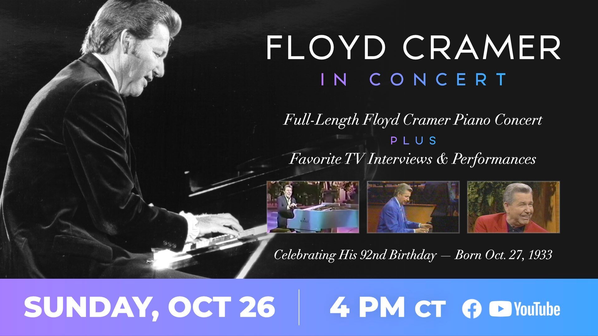 Floyd Cramer In Concert 🎹 Watch the Piano Master at His Best!