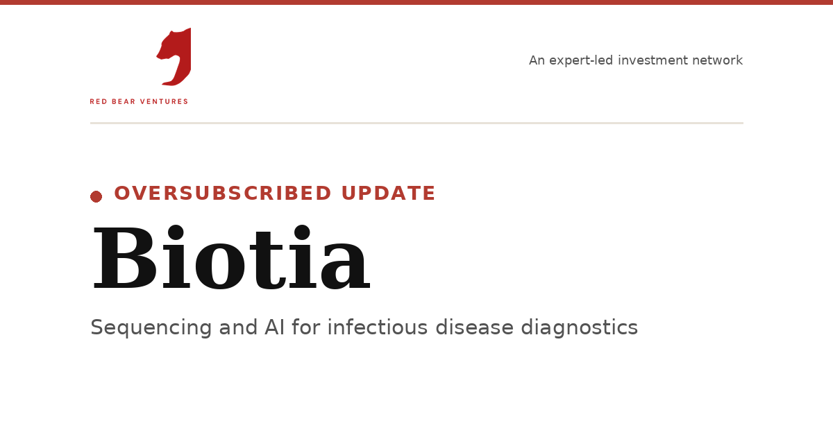 Red Bear Ventures - Biotia Investment Oversubscribed, Pyri Round Extended, Seeking Fertility & Women's Health Expert