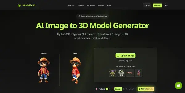 For the 3D Artists: Modelfy 3D instantly converts 2D images into high-poly 3D models with textures, ready to export for games or 3D printing.