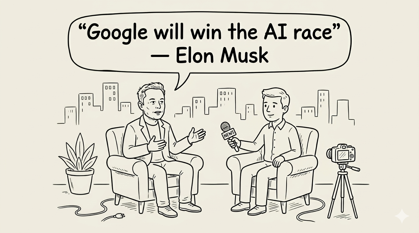 “Google will win the AI race” — Elon Musk