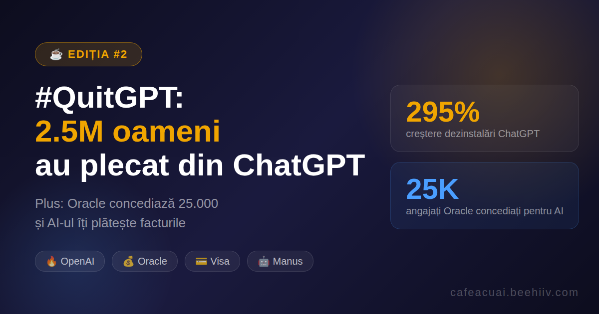 #QuitGPT, Oracle concediază 25.000 de oameni și AI-ul îți plătește facturile ☕ Ediția #2