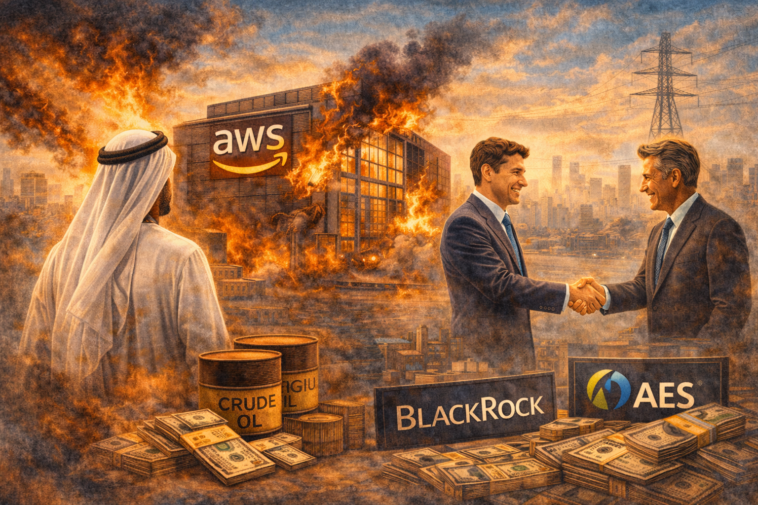 AWS Hit | Nvidia $4B | BlackRock Buys AES | Oil Jumps